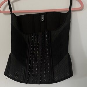 Black Hook-Front Waist Trainer Corset